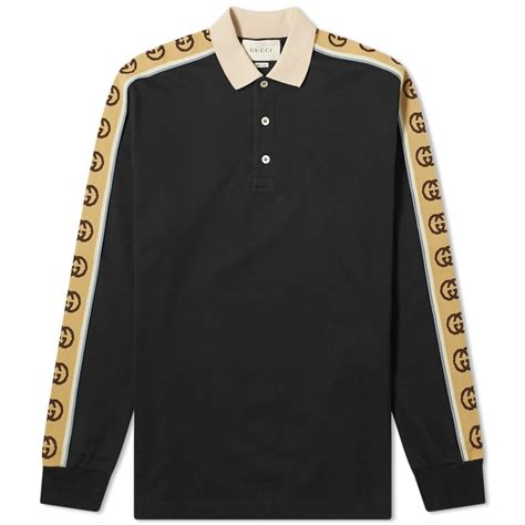 gucci brown monogram polo shirt|Gucci long sleeve logo shirt.